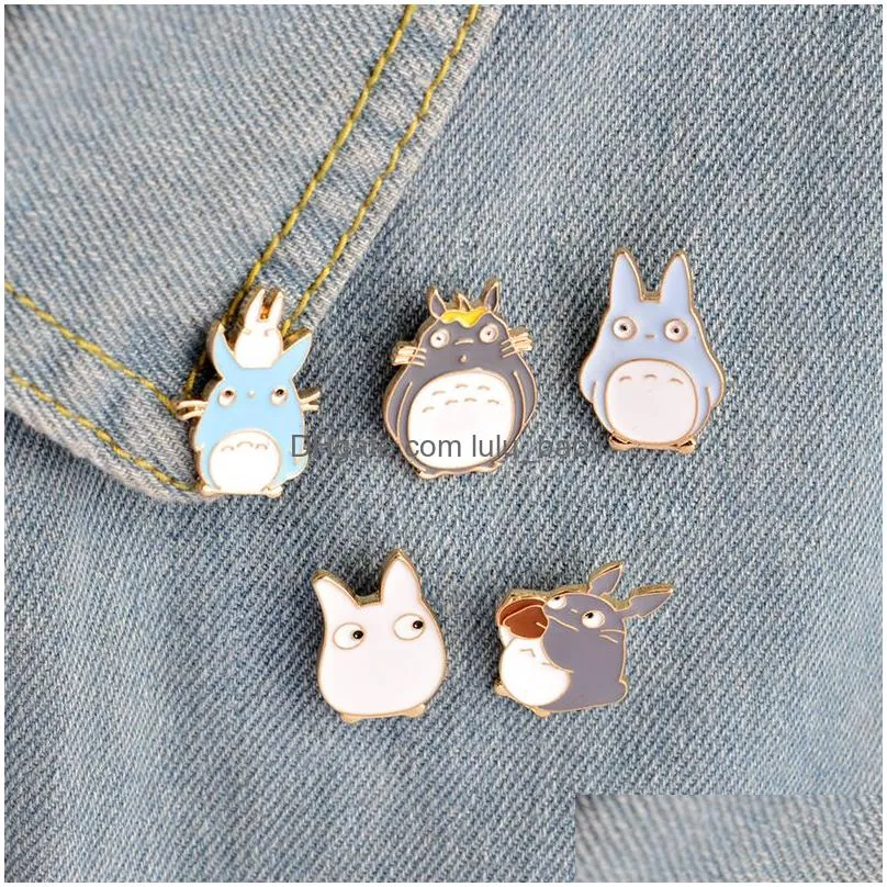 cartoon animal little penguin kitten enamel brooches pins animal kids cute kawaii metal badge for women fashion jewelry