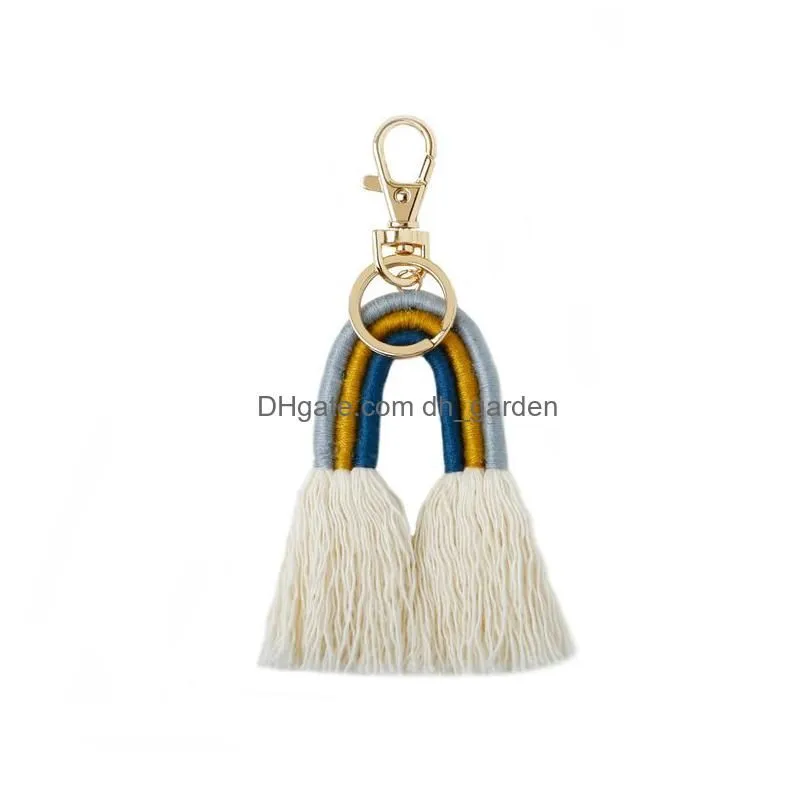 Key Rings Update Fashion Women Boho Rainbow Tassel Key Ring Bag Hangs Gold Keychain Holder Jewelry Gift Drop Delivery Jewelr Dhgarden