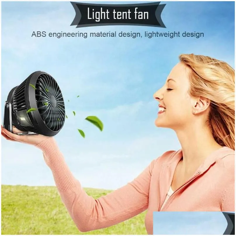 Portable Lanterns Solar Powered USB Rechargeable LED Tent Fan Hanging ABS Camping Hiking Survival Emergency Outdoor Fishing