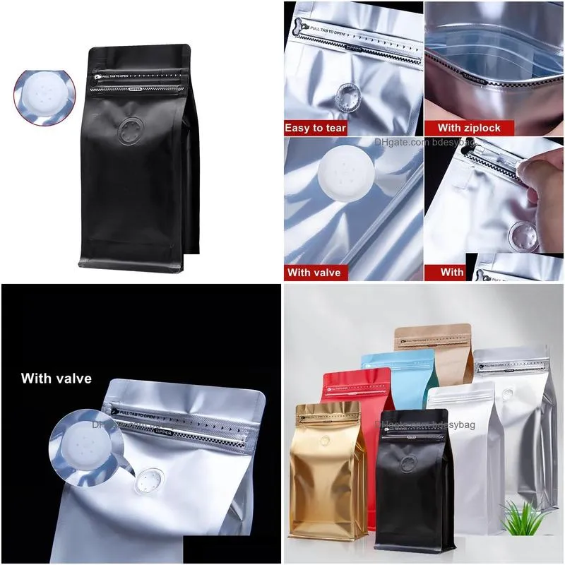 Packing Bags Wholesale Coffee With Vaed Zip Sealing Stand Up Bag Resealable Colorf Thicken Home Fooding Packaging Storage Drop Deliver Dhood