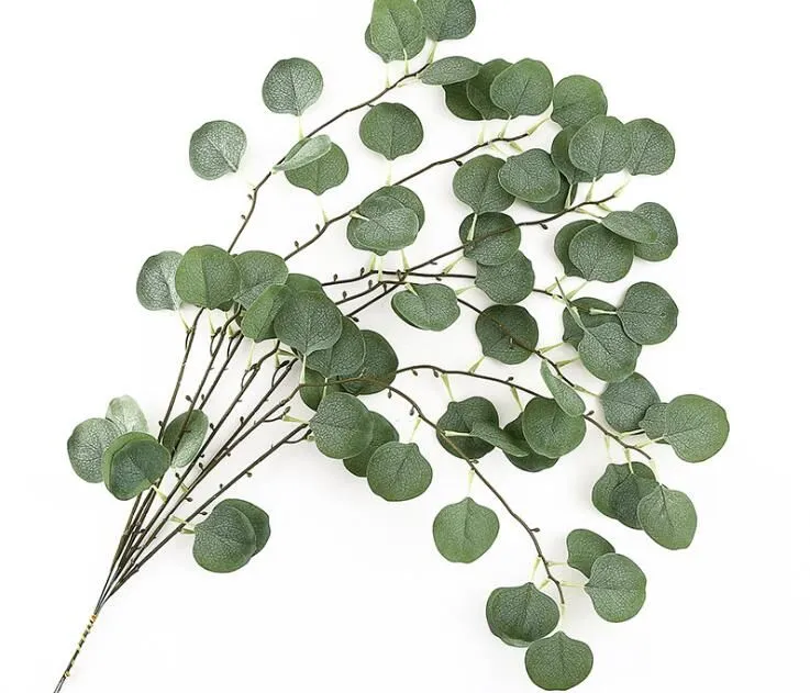 Artificial Eucalyptus Fake Leaf Plastic Eucalyptus Tree Branch Simulation Leaves for Christmas wedding decoration Flower