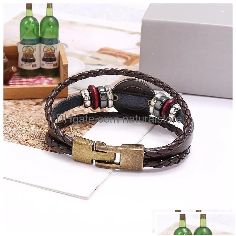 Charm Bracelets Retro Yinyang Bracelet Mltilayer Leather Women Men Fashion Jewelry Will And Sandy Drop Delivery Dhvqv