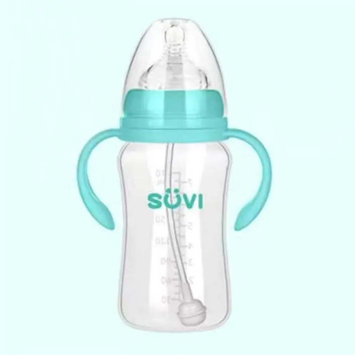 Baby Newborn Nursing Nipple Bottle PP Silicone Pacifier Milk Water Feeding 180ML 240ML 300ML