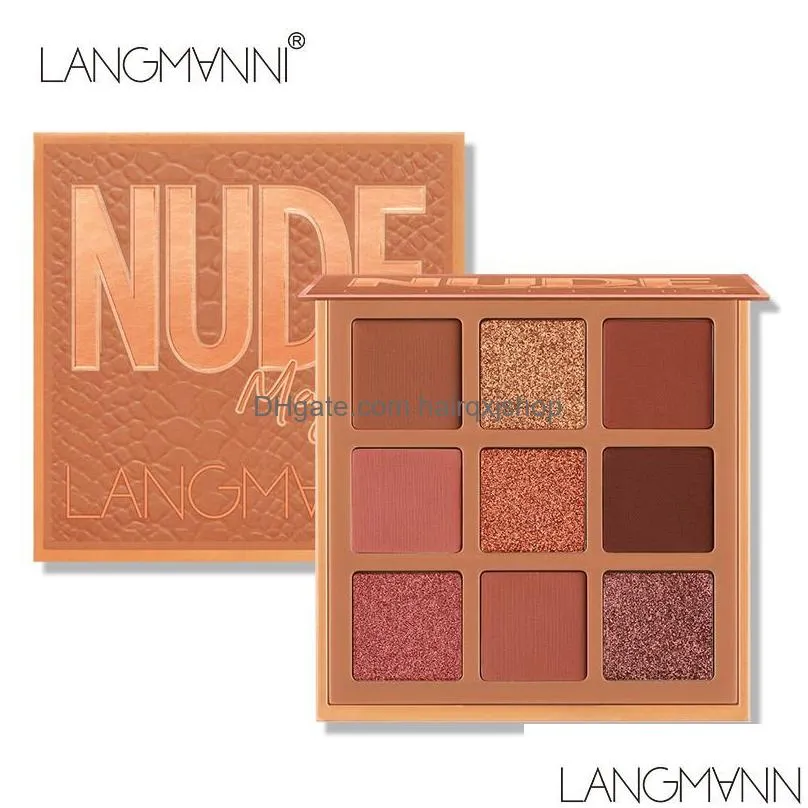 Eye Shadow Langmanni 9 Colors Nude Palette Matte Long Lasting Powder Makeup Cosmetics Drop Delivery Health Beauty Eyes Dhlkl