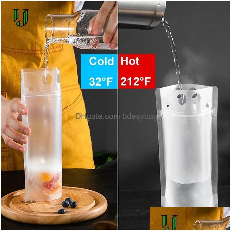 Water Bottles Fruit Juice Beverage Stand Up Pouch Reclosable Hand Held Drinking Bags With Sts Drop Delivery Home Garden Kitchen, Dinin Dhxw5