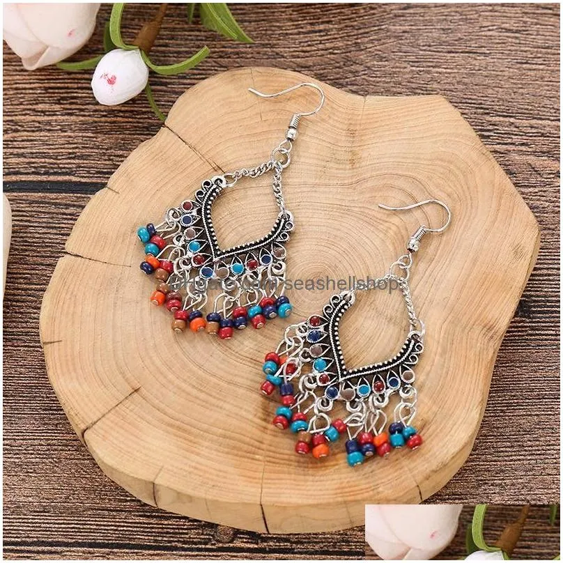 Creative fan-shaped beads earrings U-shaped drip earrings were thin earrings wholesale