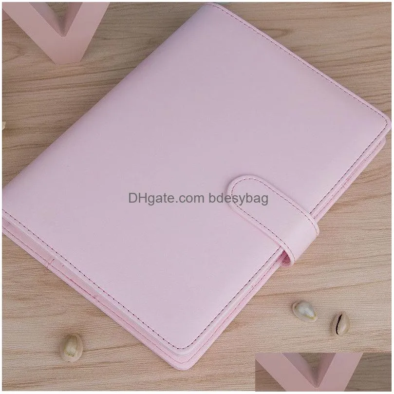 Notepads Wholesale Pu Leather Notebook Binder Refillable 6 Rings Er Loose Leaf Planner With Buckle Closure Drop Delivery Office School Dhpmj