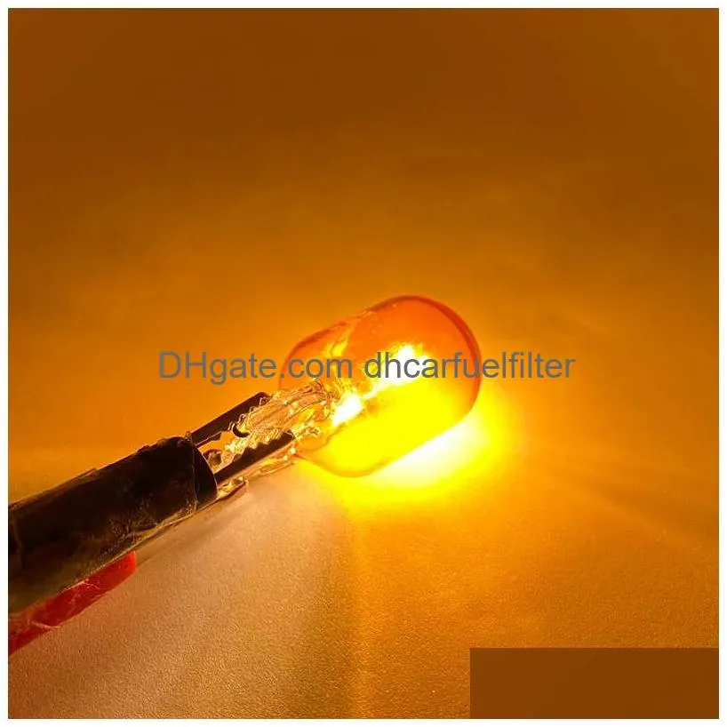  1pcs t20 7440 7443 w21/5w car halogen lamp warm white amber red brake bulbs tail stop light rear turn signal drl 12v