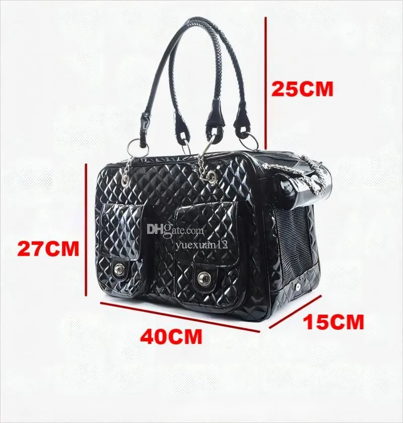 YUEXUAN Designer Fashion Tote Dog Cat Pet Carrier Bag PU Leather Small Medium Dog Handbag Dog Purse Large Cat Tote Bag Pet Cat Dog Hiking Outdoor Tote Bag, Black,