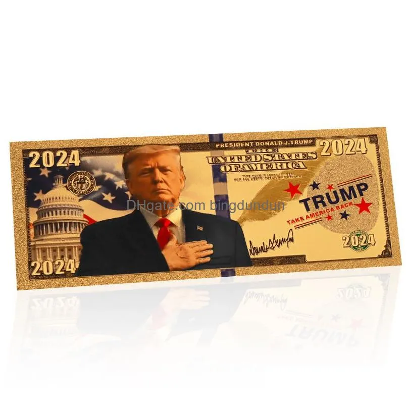 trump 2024 banknote 45th president of american gold foil us dollar  set fake money commemorative coins