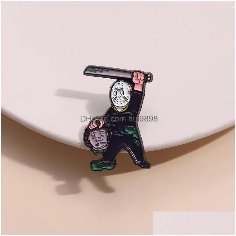 halloween horror movie film character pin cute anime movies games hard enamel pins collect cartoon brooch backpack hat bag collar lapel