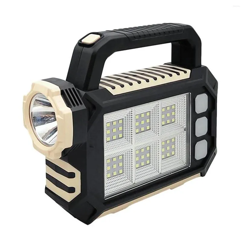 Portable Lanterns Solar Outdoor Searchlight USB Charging 1200mAh LED High Beam Torch 3 Light Sources Power Waterproof For Climbing