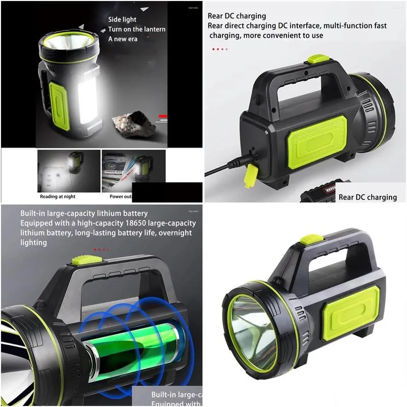Portable Lanterns Handheld Light LED Searchlight Super Bright Working For Camping Outdoor Emergency Lamp USB Charging Torch Lantern
