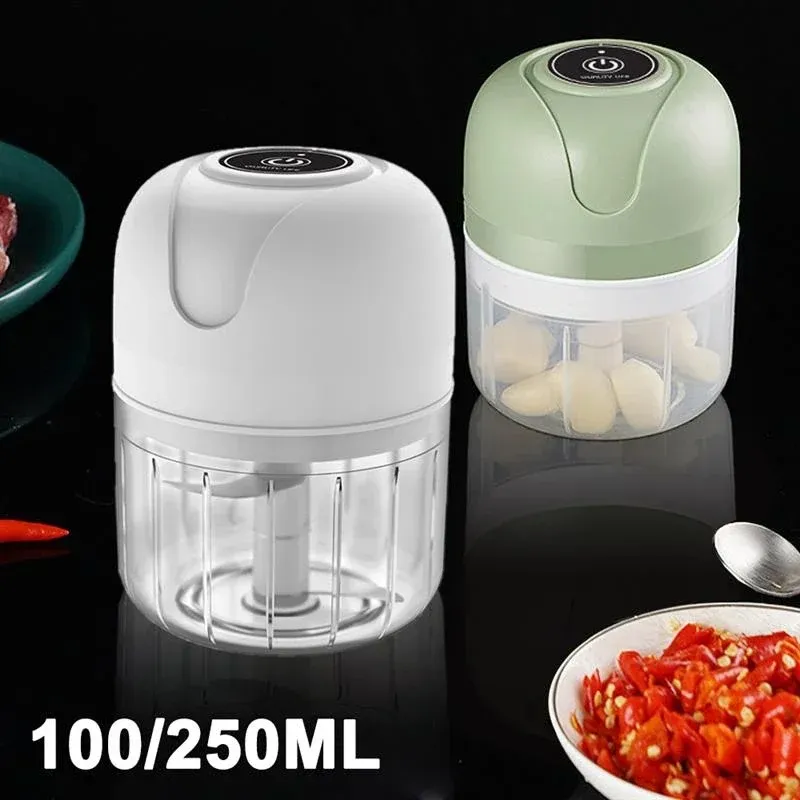 250 ml USB Mini Masher Press Choppe de legumes electriques sans fil Mincer a la viande de chili