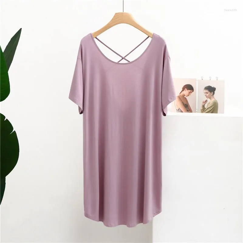 Women`s Sleepwear Comfortable Modal Summer Homewear Nightshirt Medium Length Sleep Dress Backless Sexy Lingerie Women Nightgowns