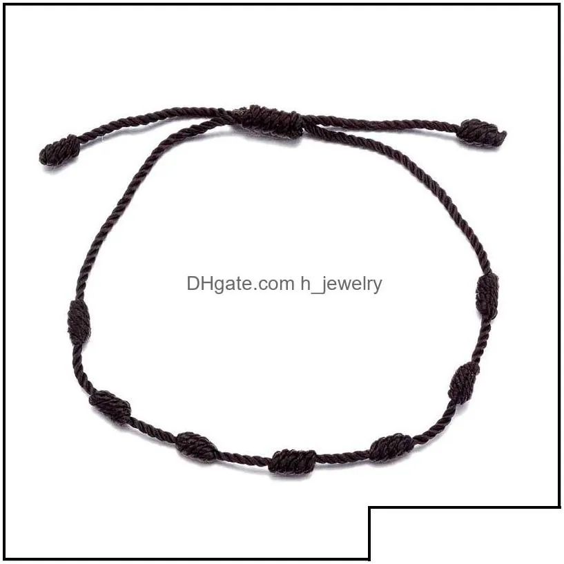 Charm Bracelets Handmade Love 7 Knot Lucky Ethnic Red Brown Adjustable Braided Rope Bracelet For Men Women Friendship Jewelry Drop De