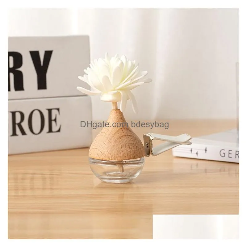 Perfume Bottles Wholesale Wooden Er Frosted 6Ml Car Air Diffuser Freshener Hanging Per Bottle Drop Delivery Office School Business Ind Dh7Oj