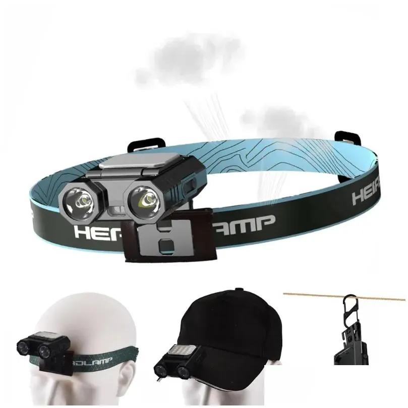 Headlamps Rechargeable LED High Lumen Headlamp Waterproof Headlight With Motion Sensor/Adjustable Headband 5 Modes Cap Clip Lamp