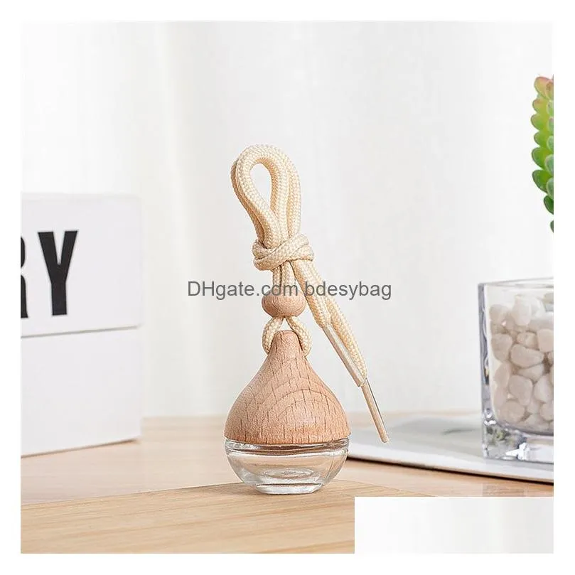 Perfume Bottles Wholesale Wooden Er Frosted 6Ml Car Air Diffuser Freshener Hanging Per Bottle Drop Delivery Office School Business Ind Dh7Oj