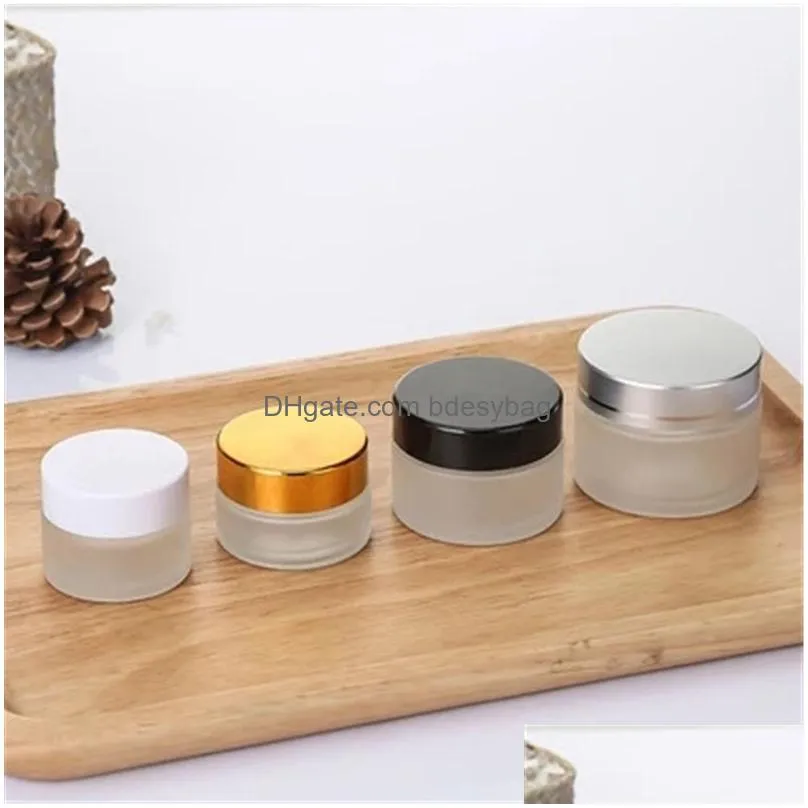 Packing Bottles Wholesale Frosted Glass Jar Cream Bottle Cosmetic Jars Container 5G 10G 15G 20G 30G 50G Lip Balm Lotion Packaging Drop Dhb9R