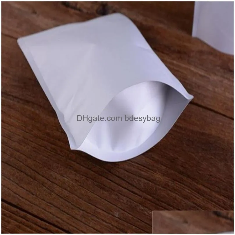 Packing Bags Wholesale White Kraft Paper Bag Aluminum Foil Stand Up Pouches Recyclable Sealing Storage For Tea Drop Delivery Office Sc Dhm9W
