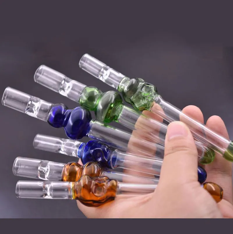 Wholesale Gourd Glass hand tobacco pipe Mix colorful Skull shape Cigarette filter bat One Hitter Pipes for smoking Hookah accessories