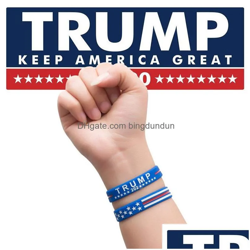 Trump 2024 Silicone Bracelet Black Blue Red Wristband Party Favor Save America Again 6 Style