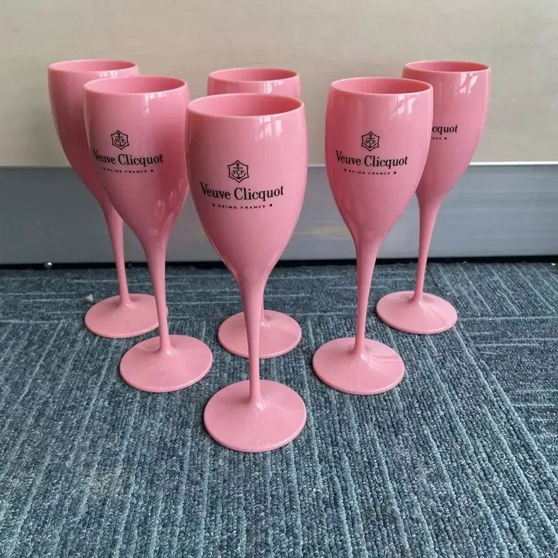 Pink Plastic Wine Glasses For Girl Party Wedding Drinkware Unbreakable White Champagne Cocktail Flutes Goblet Acrylic Elegant