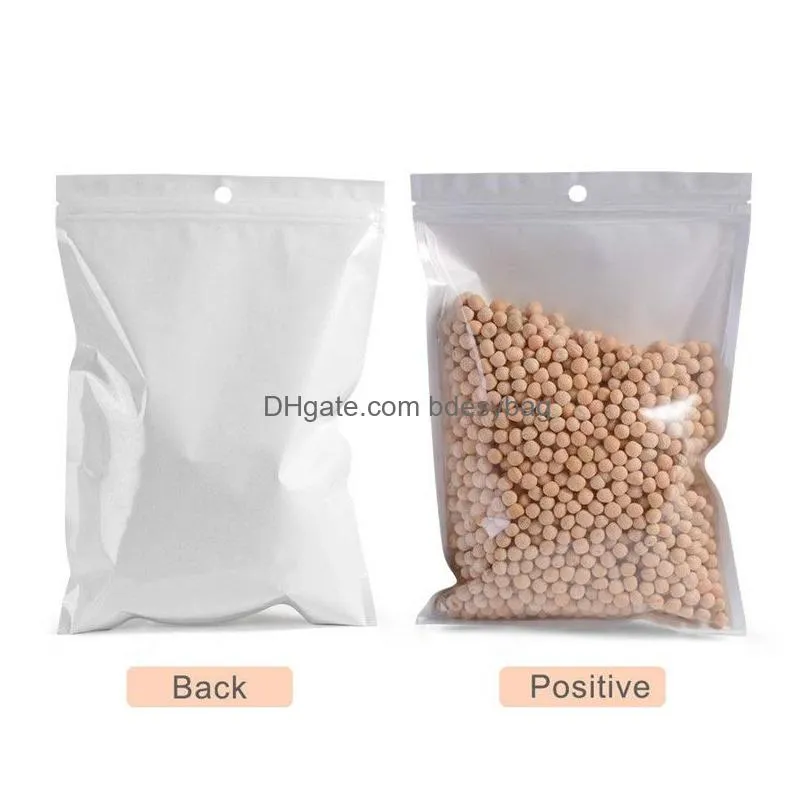 Packing Bags Wholesale 100Pcs/Lot White Smell Proof Bag Resealable Plastic Jewelry Pouches For Coffee Tea Cookie Food Storage Package Dhvck
