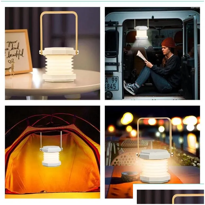 Portable Lanterns Foldable Touch Dimmable Reading RGB LED Night Light Lantern Lamp USB Rechargeable For Kids Gift Bedside Bedroom