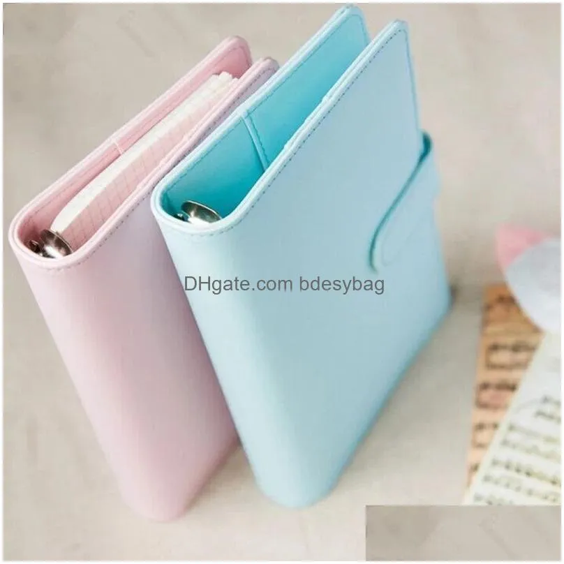 Notepads Wholesale Pu Leather Notebook Binder Refillable 6 Rings Er Loose Leaf Planner With Buckle Closure Drop Delivery Office School Dhpmj