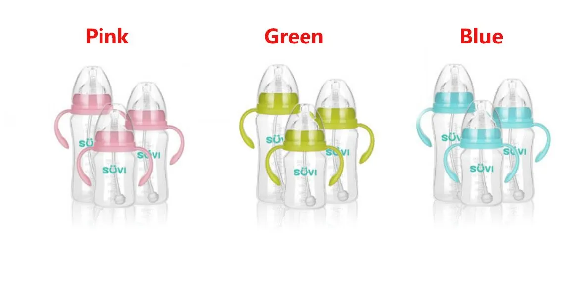 Baby Newborn Nursing Nipple Bottle PP Silicone Pacifier Milk Water Feeding 180ML 240ML 300ML