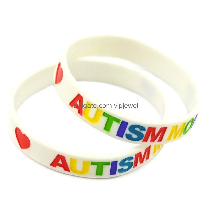 1pc love autism dad and mom silicone rubber wristband a way to show your support for them