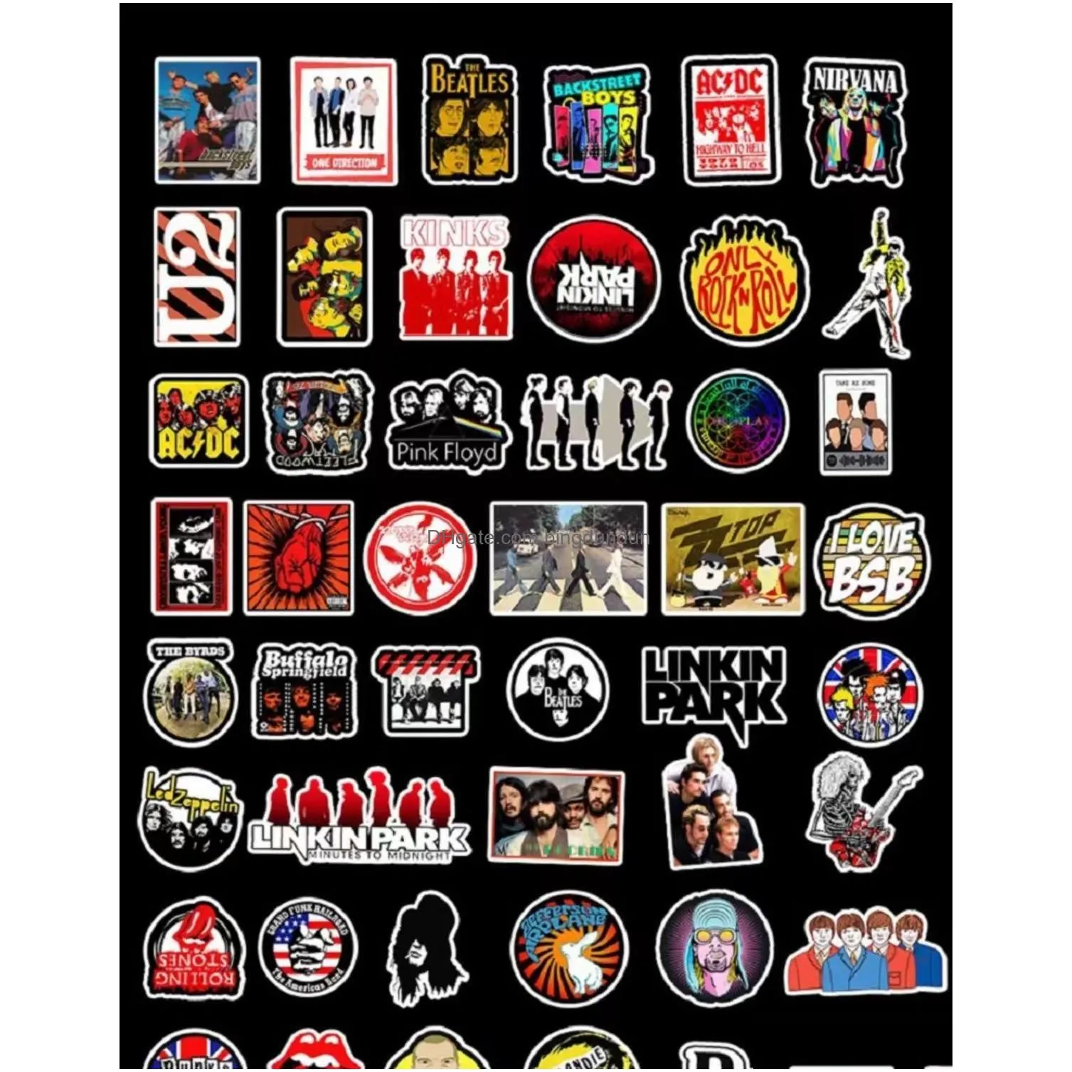 100 PCS Waterproof Graffiti Stickers Rock Band Decals for Home Decor DIY Laptop Mug Skateboard Luggage Guitar PS4 Bike Motorcycle Car