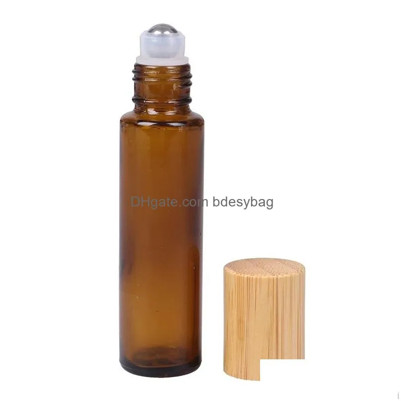 Roll On Bottles Wholesale 5Ml 10Ml Frosted Clear Glass Roller With Metal Rollers Ball  Oil Vials Bamboo Cap Drop Delivery Off Dhimf