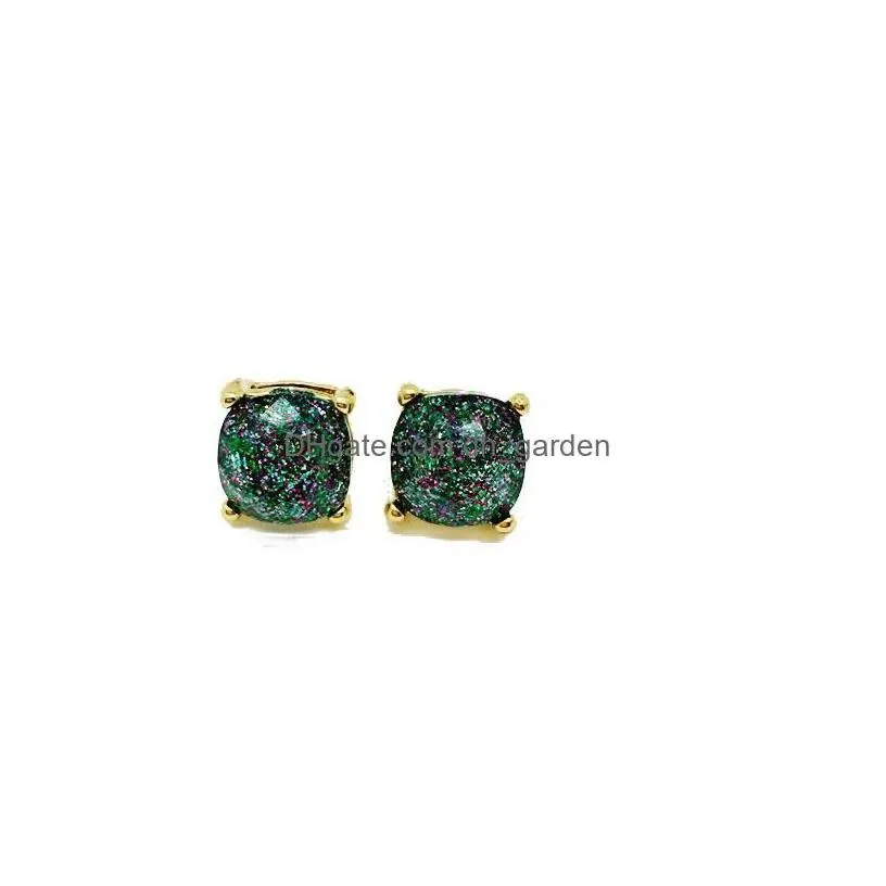 Stud Colorf Party Cute Elegant New Design Square Glitter Sweet Earring High Quality Resins Jewelry For Men Women Holiday Dro Dhgarden