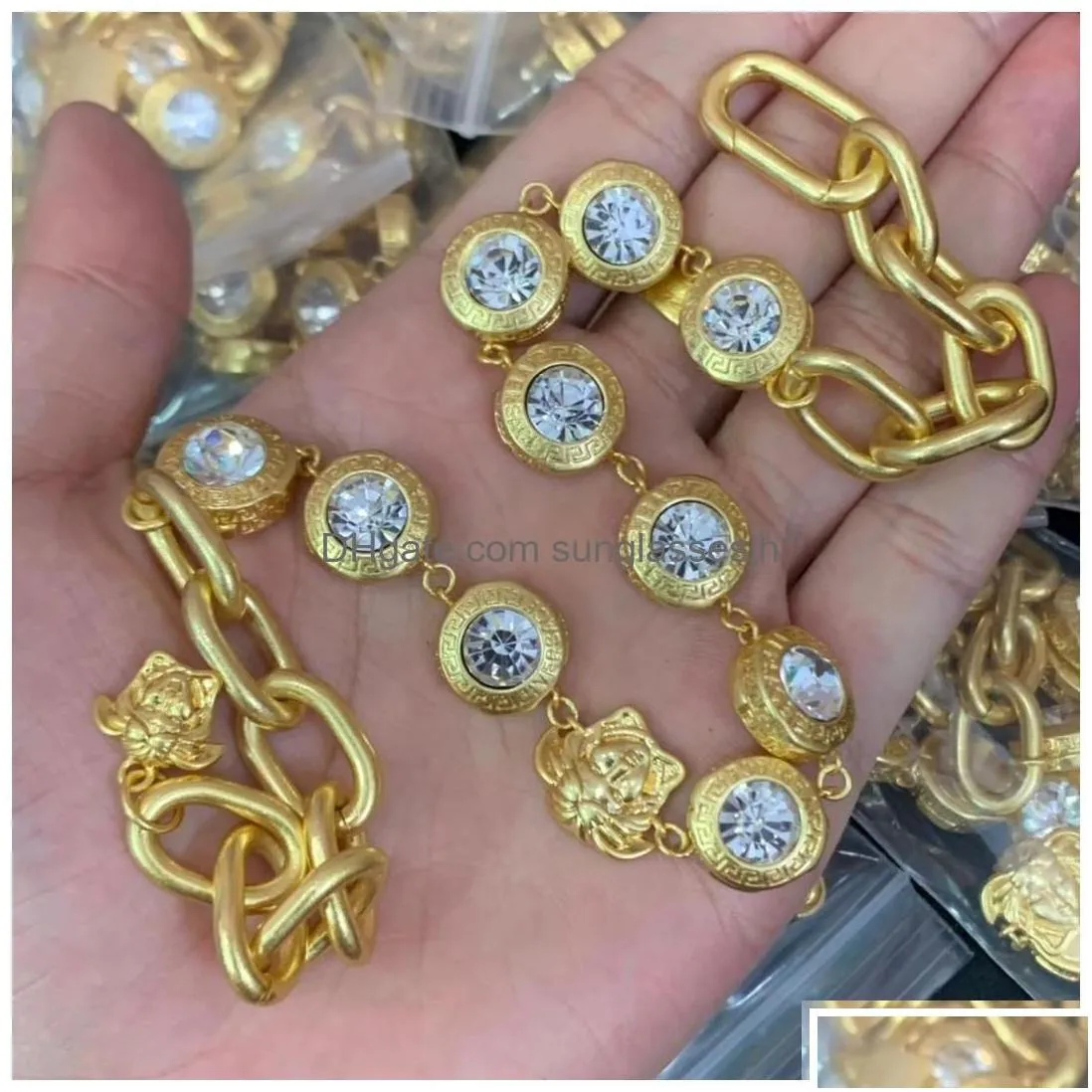 bracelet earrings necklace fashion designer blue resin crystal necklaces bracelet earring rings set banshee  head portrait dhsnd