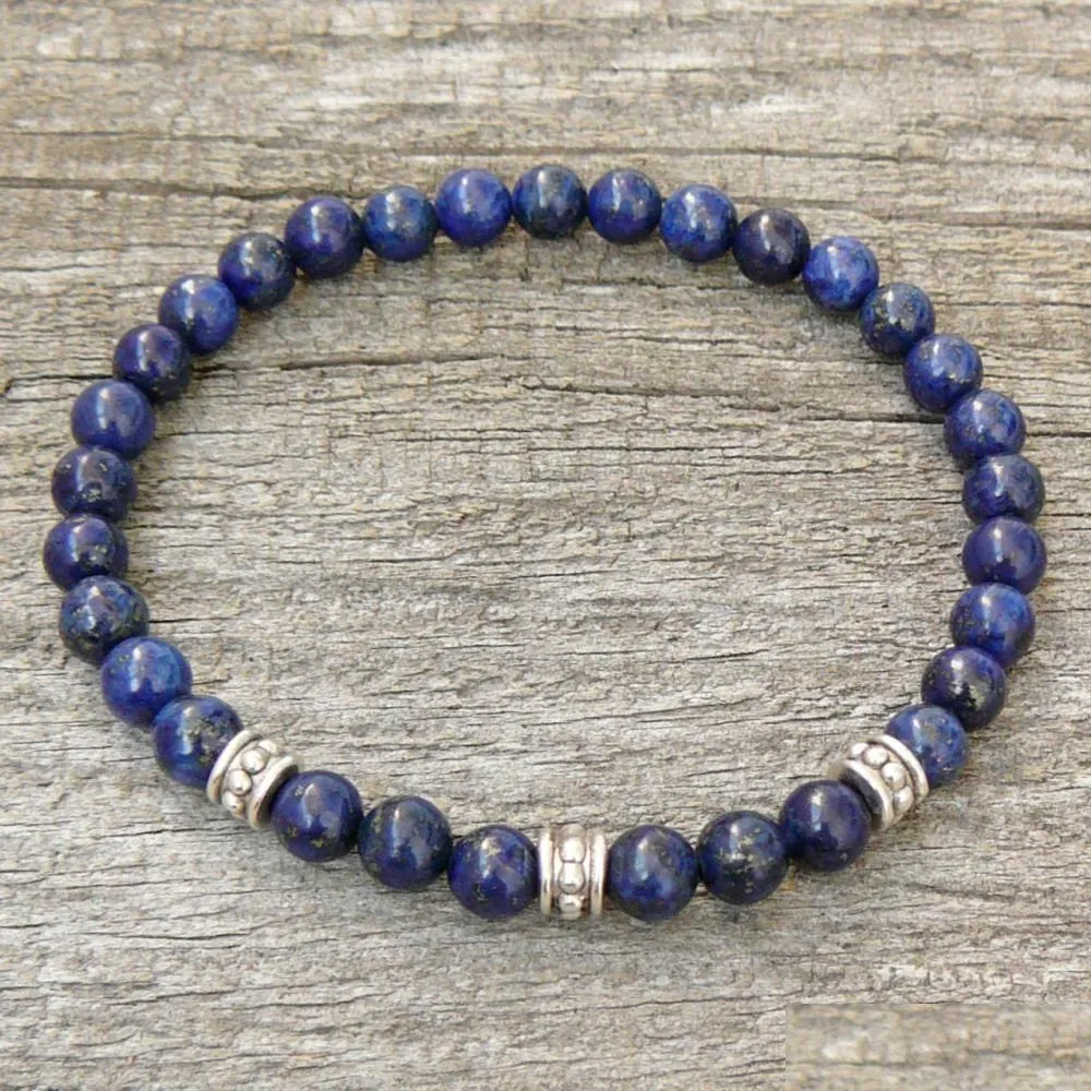 SN0326 Fashion Mens 6mm Beads Bracelet Lapis Lazuli Bracelet Womens or Mens Natural stone Stretch Bracelet Beaded Jewelry