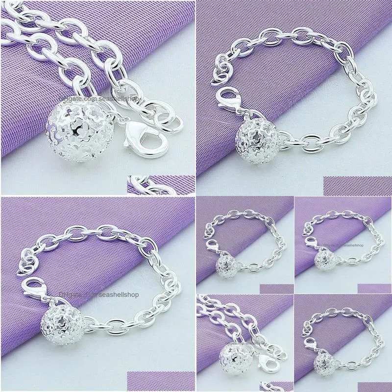 925 Sterling Silver Round Hollow Ball Pendant Bracelet For Women Charm Wedding Engagement Fashion Party Jewelry