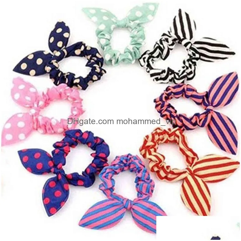 5pcs bunny ears hair ties headdress headwear elastic hairband ropes scrunchies accesorios para el cabello girls hair accessories