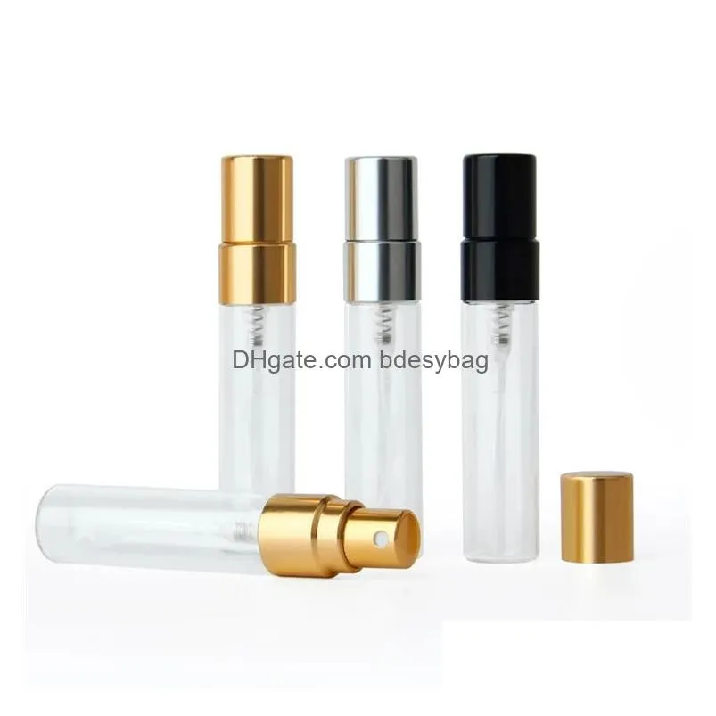 Perfume Bottles Wholesale Luxury Round 2Ml L 5Ml 10Ml Mini Empty Clear Amber Spray Bottle Glass Per Sample Atomizer Tester Drop Delive Dhp40