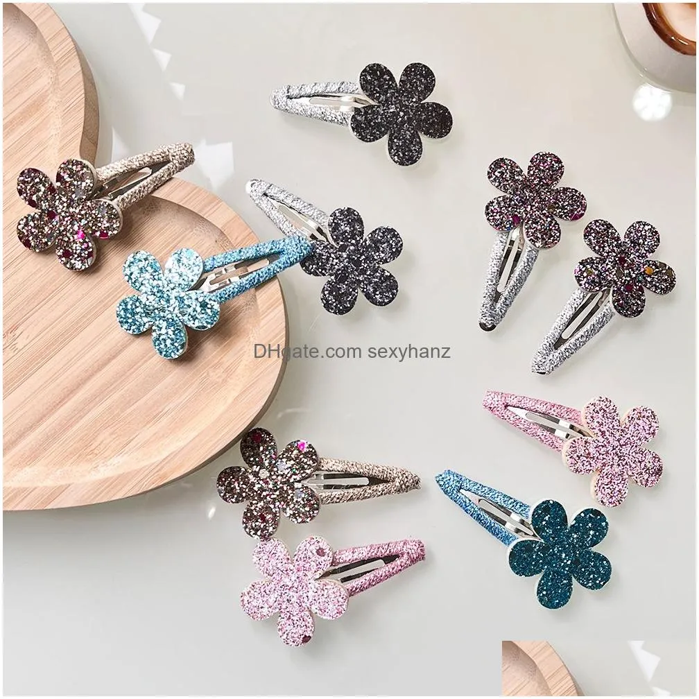 Hair Clips Barrettes 10Pcs/Lot Glitter Flower Rabbit For Cute Girls Bb Handmade Hairpins Headwear Fashion Kids Accessories Drop Del Dhiqt