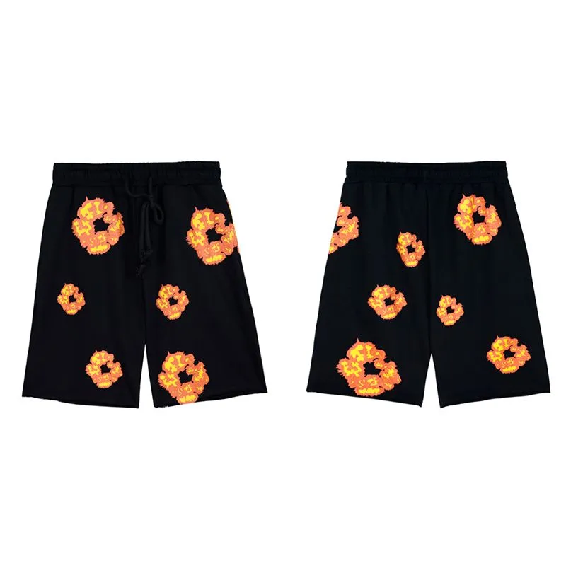 Designer mens shorts Hip Hop personality foam donut Kapok sports shorts Flame Print new loose men`s and women`s short s US Size S-XL