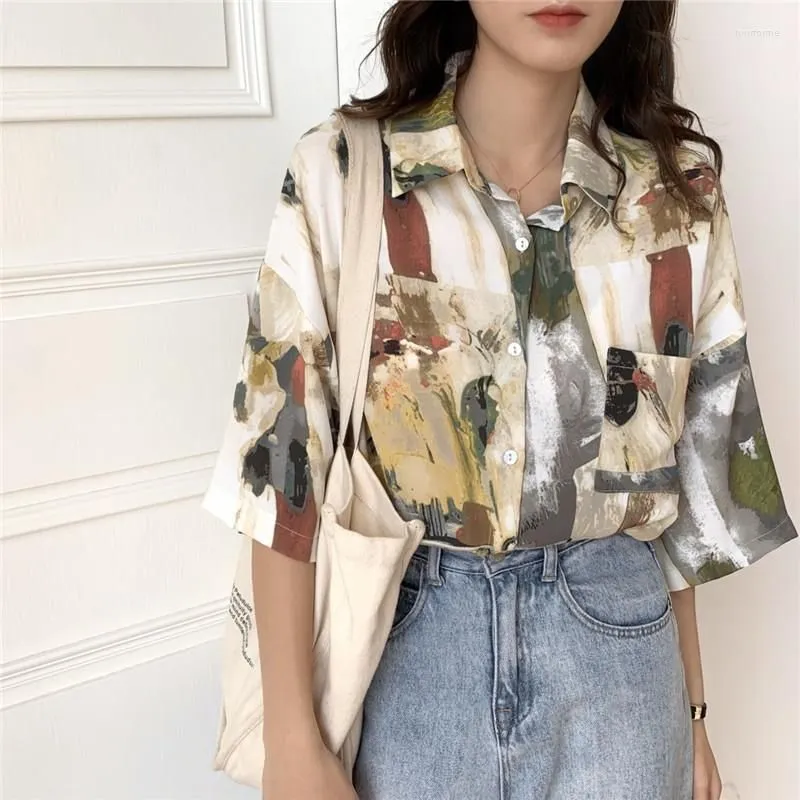 Women`s Blouses Summer Shirt Short Sleeve Tees Chiffon Harajuku Blouse For Women Hawaiian Cute Doodle Tops Blusas Mujer