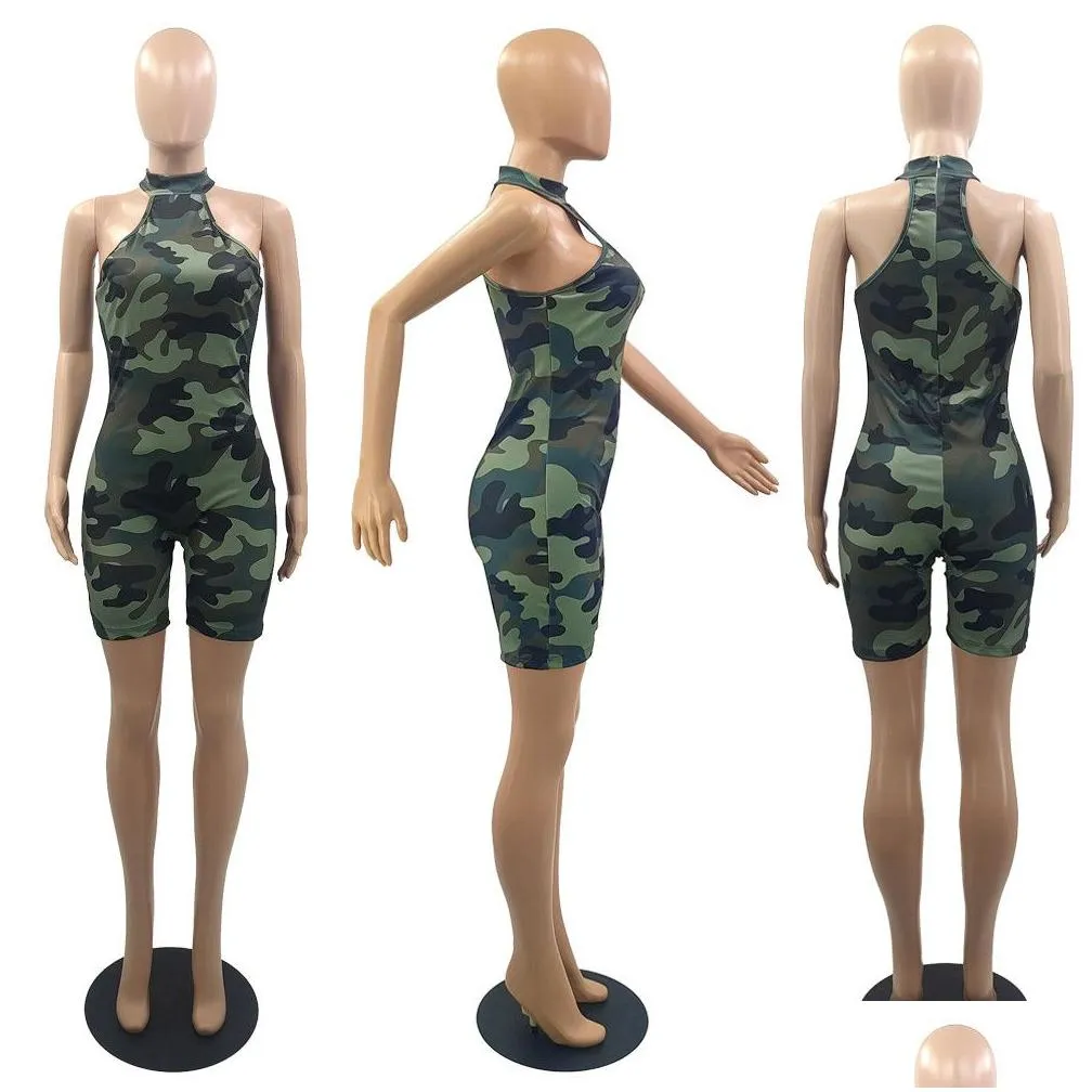 2023 Designer Rompers Spring Summer Clothes Women Sleeveless Bodycon Jumpsuits Casual One Piece Outfits Sexy Camouflage kinny Playsuits Club Wear Wholesale