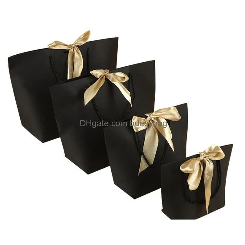 Packing Bags Wholesale 5 Colors Paper Gift Bag Boutique Clothes Packaging Shop For Birthday Present Wrap With Handle Drop Delivery Off Dhkox