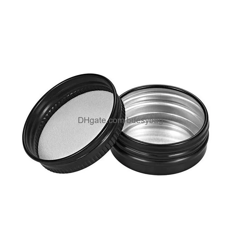 Packing Bottles Wholesale Empty Black Aluminum Tin Cans Refillable Bottle Jar Cosmetic Lip Balm Containers With Screw Lid Drop Deliver Dhttc