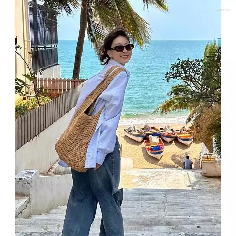 Bohemian Wicker Rattan Shoulder Bag - Summer Straw Tote for Women ...