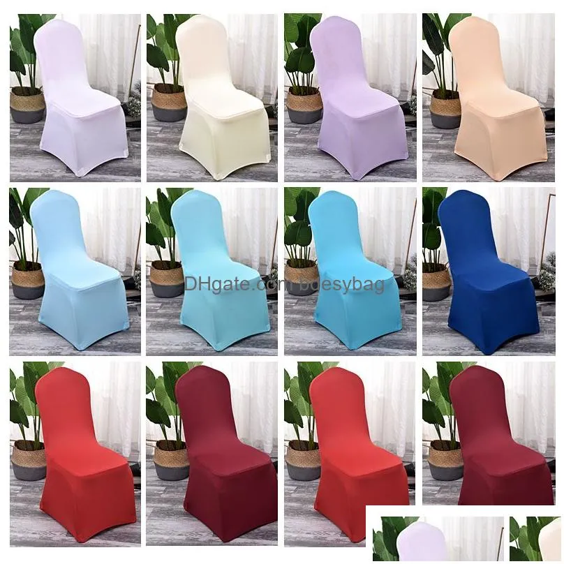 Chair Covers White Ers Polyester Spandex Er Stretch Slipers For Wedding Party Dining Banquet Flat-Front Seat Drop Delivery Home Garden Dhphm