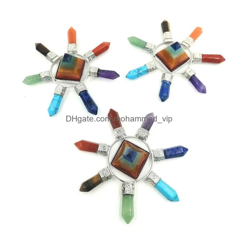 jln pyramid quartz energy launcher seven chakra point energy generator hexagon quartz stone ornaments amulet jewelry for healing